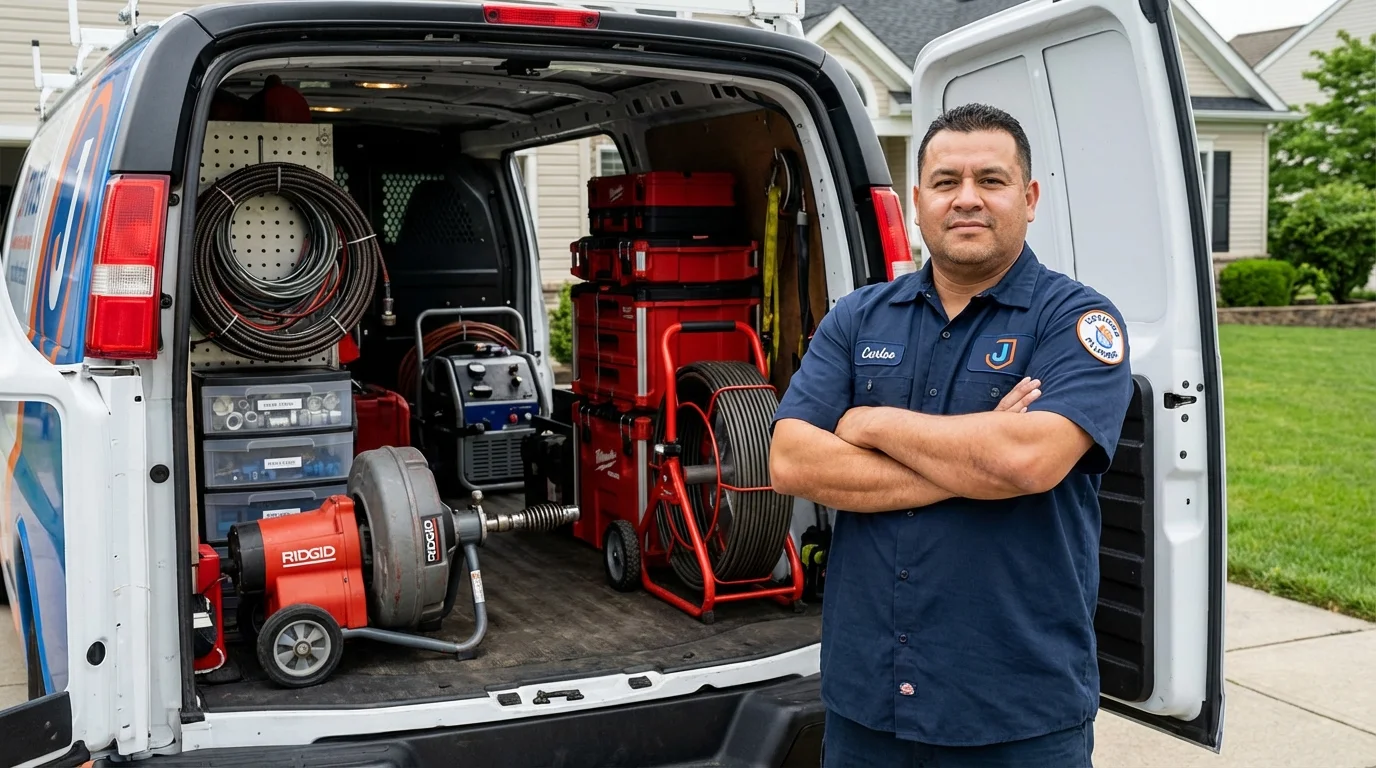 Professional drain cleaning equipment and Johns Plumbing LLC plumber in Palestine
